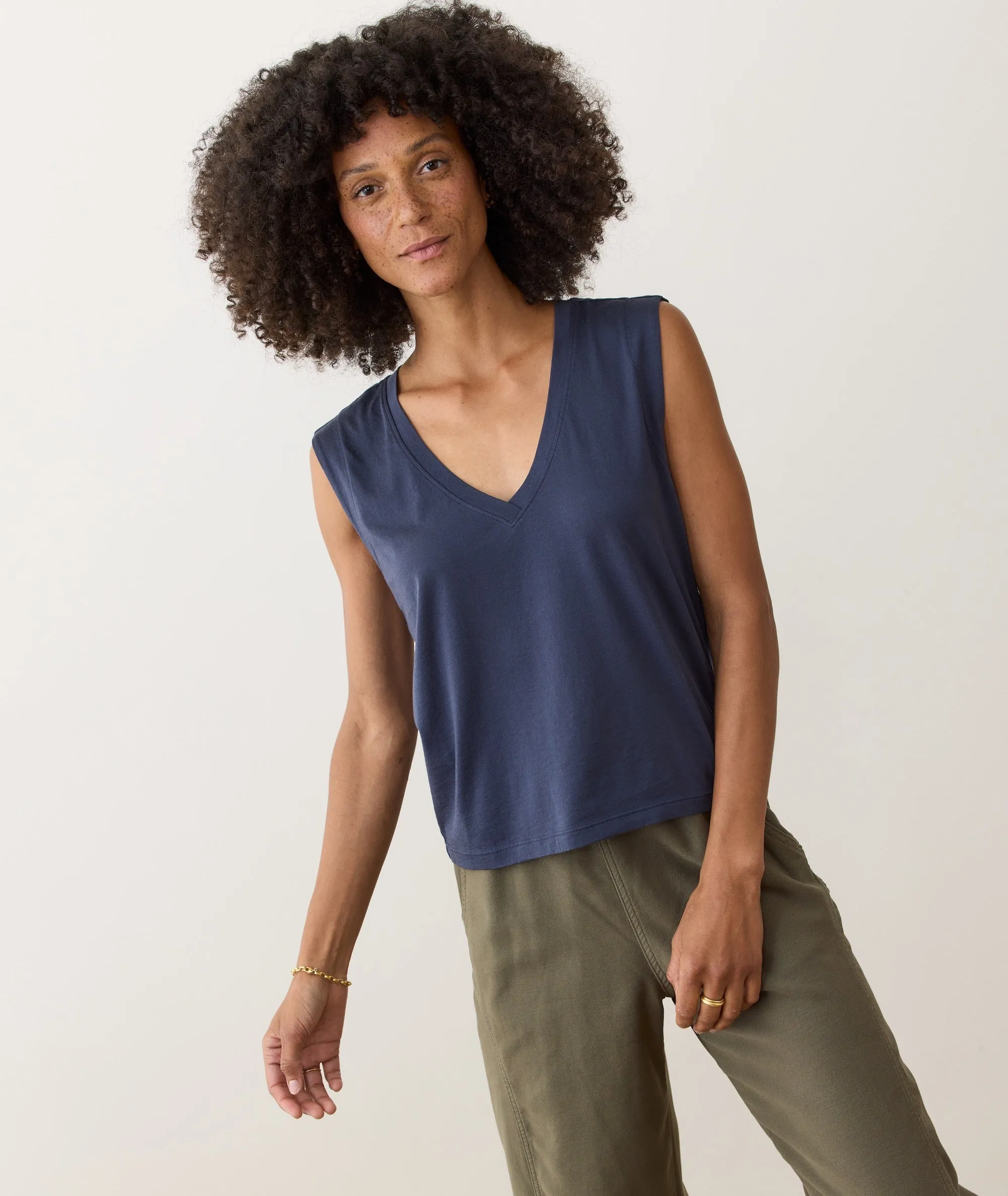 Pima Tissue V-Neck Tank sold by Marine Layer product image thumbnail 3