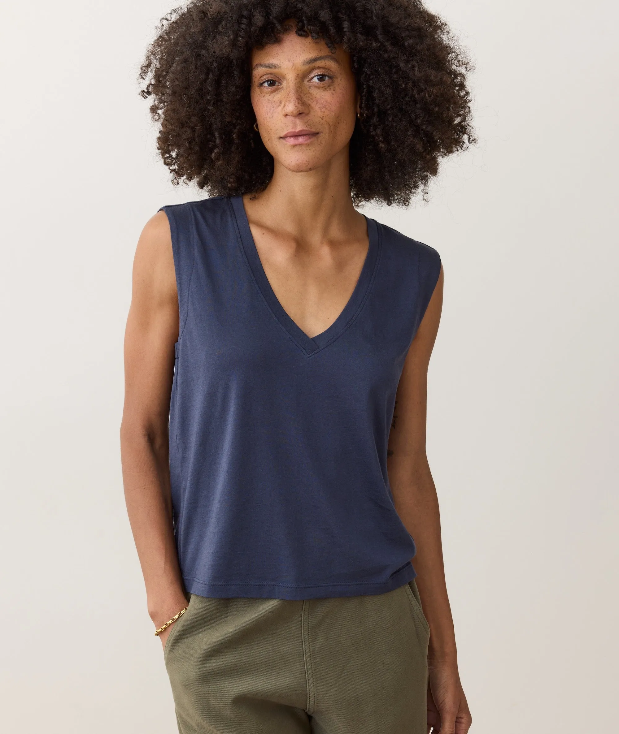 Pima Tissue V-Neck Tank sold by Marine Layer product image thumbnail 2
