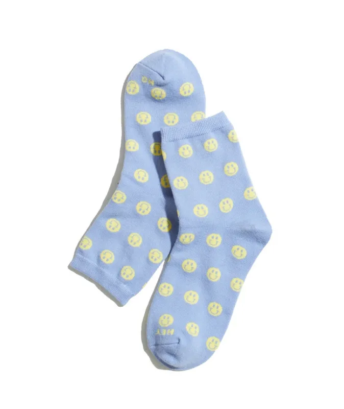 Hi-Ankle Sock in Smiley Print sold by Marine Layer