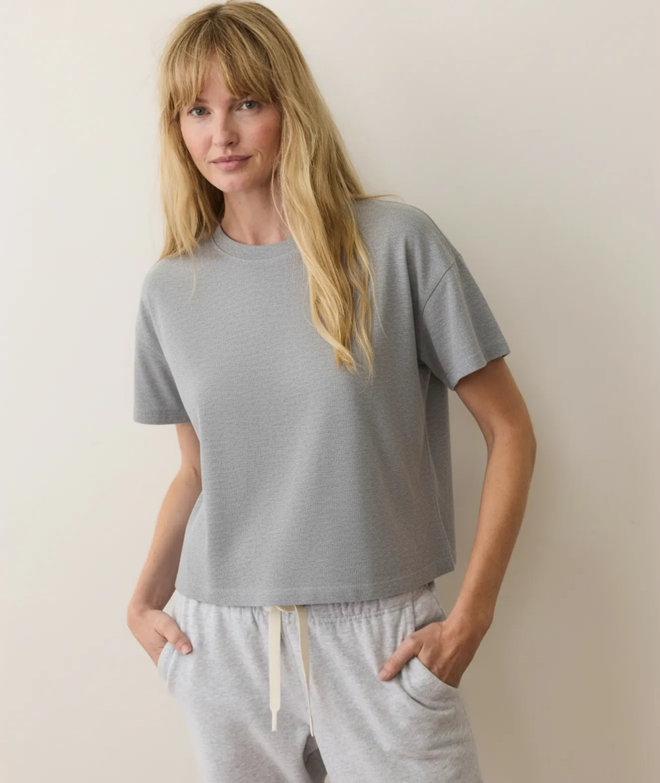 Women's Luxe Jersey Crew Tee in Heather Grey sold by Marine Layer