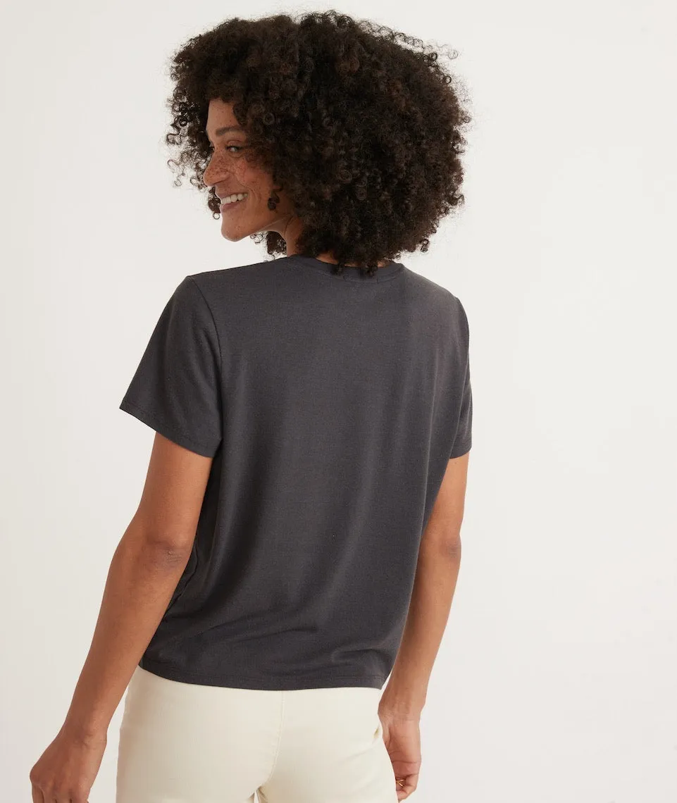 Re-Spun Crop Graphic Tee in Black Palm sold by Marine Layer product image thumbnail 4