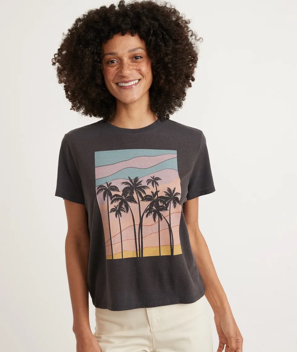 Re-Spun Crop Graphic Tee in Black Palm sold by Marine Layer product image thumbnail 3