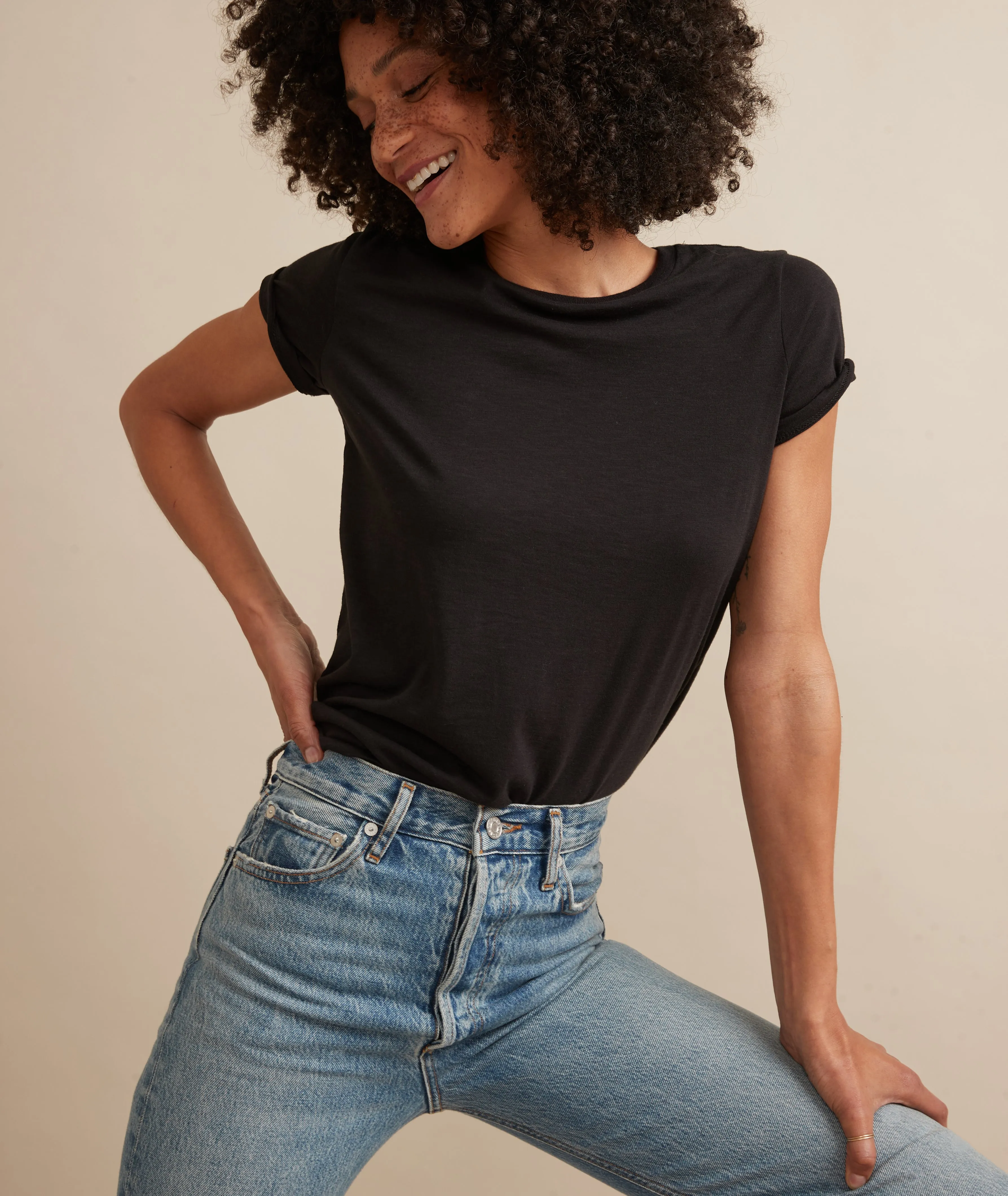 Classic Crew Tee in Black sold by Marine Layer