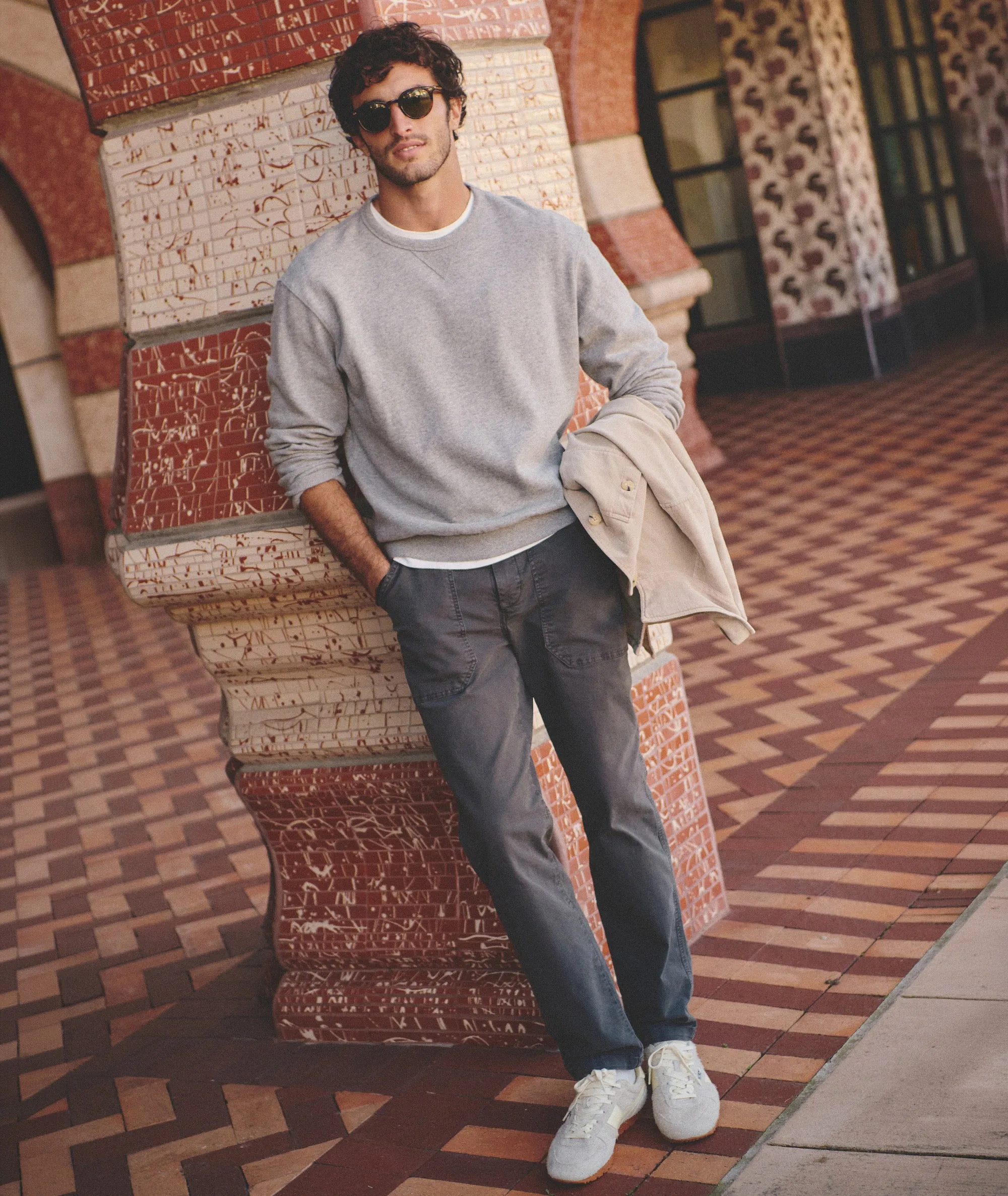 Men's Cloud 9 Fleece Relaxed Crewneck in Heather Grey sold by Marine Layer product image thumbnail 3