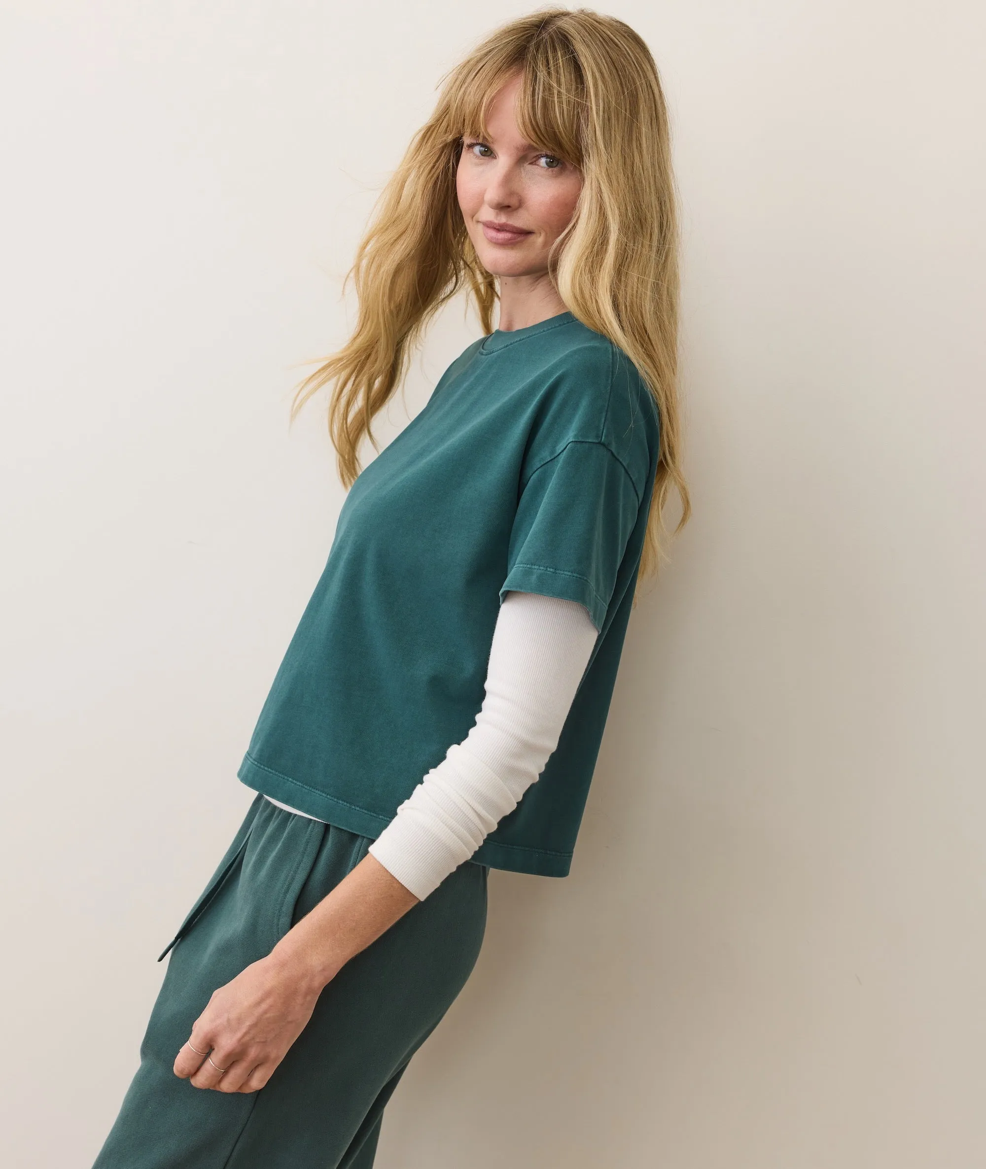 Women's Luxe Sueded Tee in Rainforest sold by Marine Layer product image thumbnail 2
