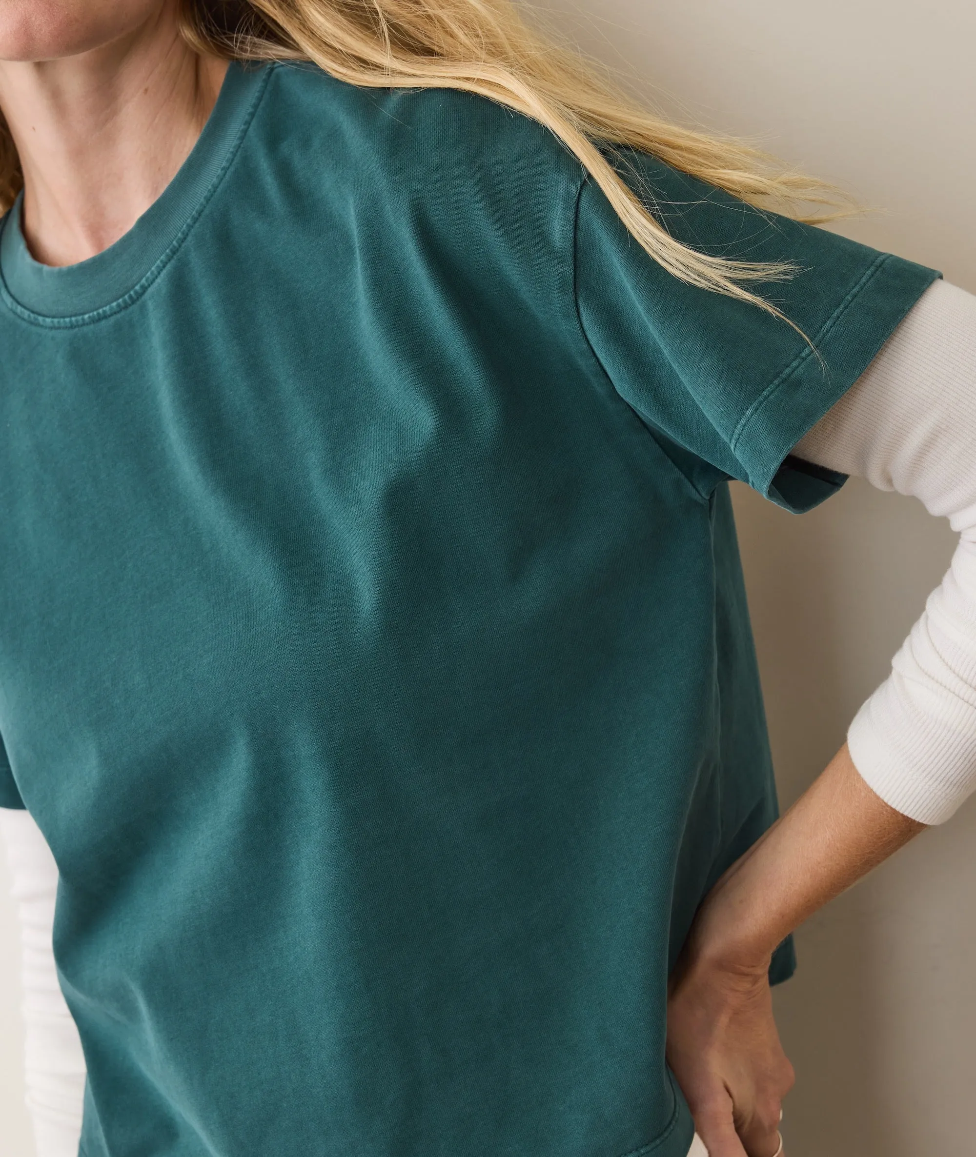 Women's Luxe Sueded Tee in Rainforest sold by Marine Layer product image thumbnail 5
