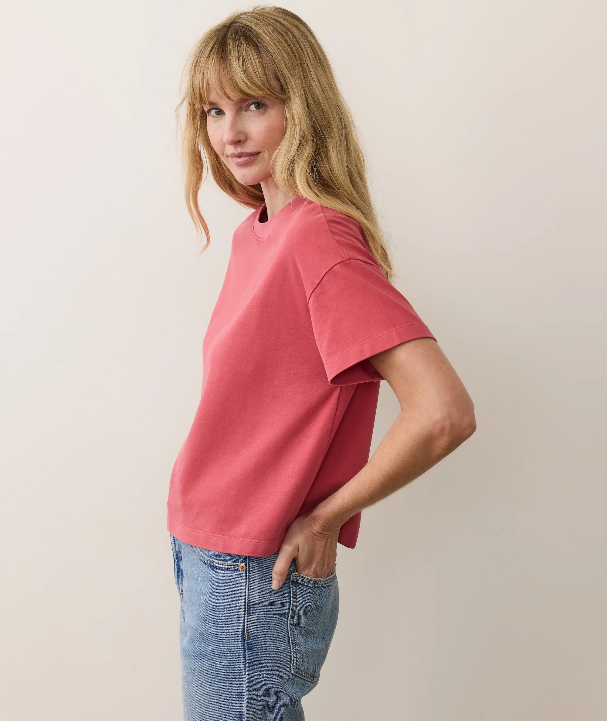 Women's Luxe Sueded Tee in Baked Apple sold by Marine Layer product image thumbnail 2