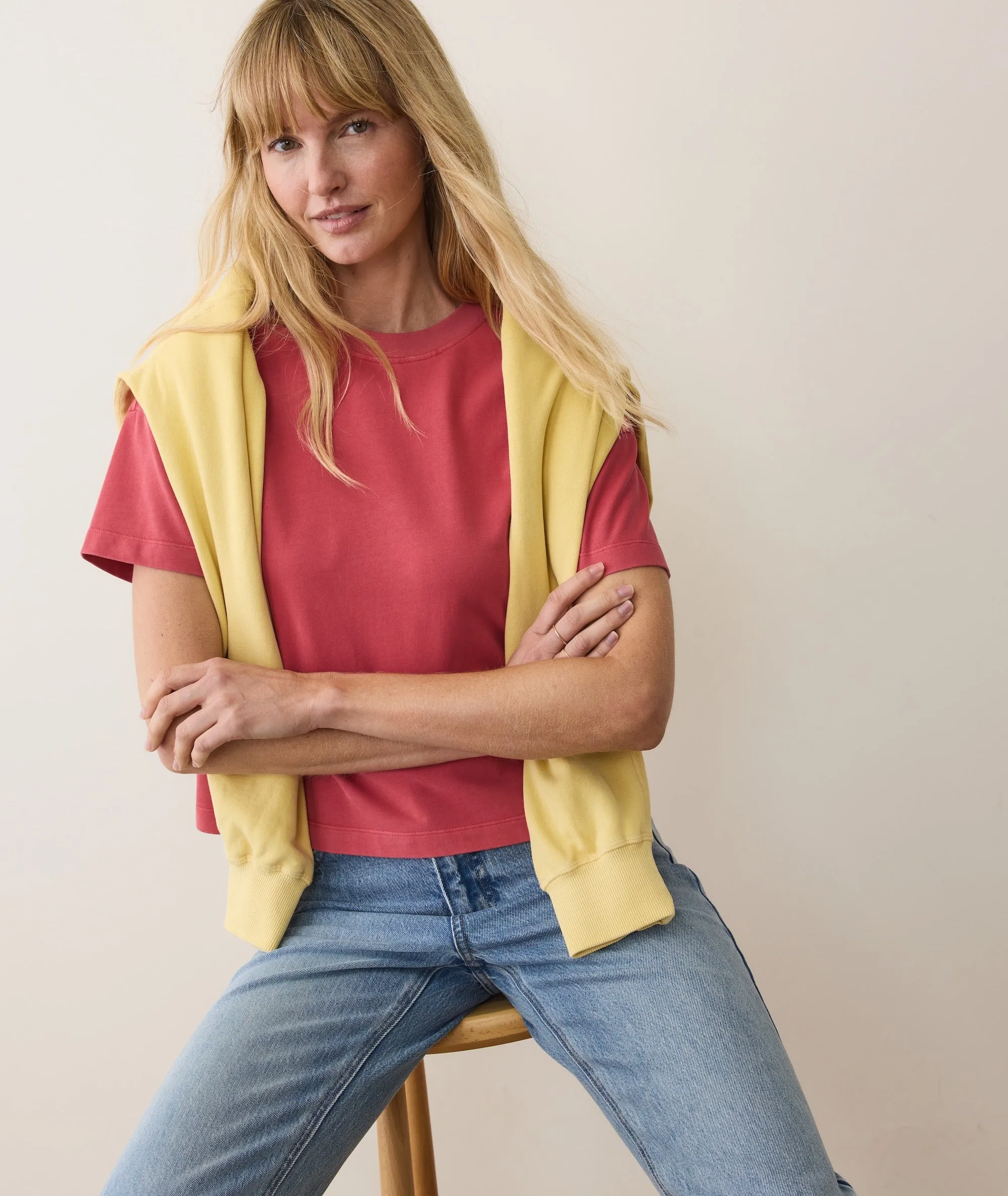 Women's Luxe Sueded Tee in Baked Apple sold by Marine Layer product image thumbnail 3