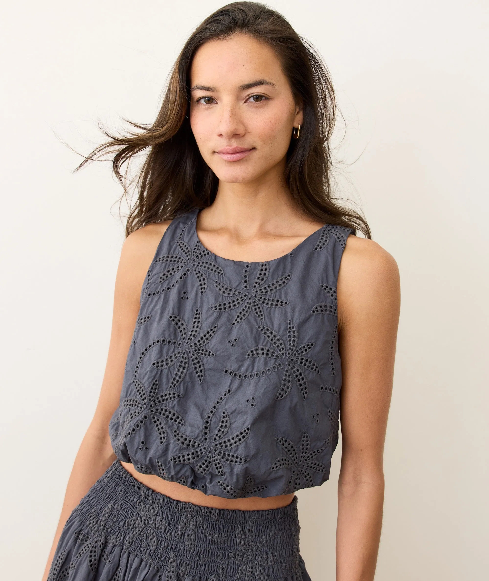 Sage Eyelet Bubble Tank sold by Marine Layer product image thumbnail 2