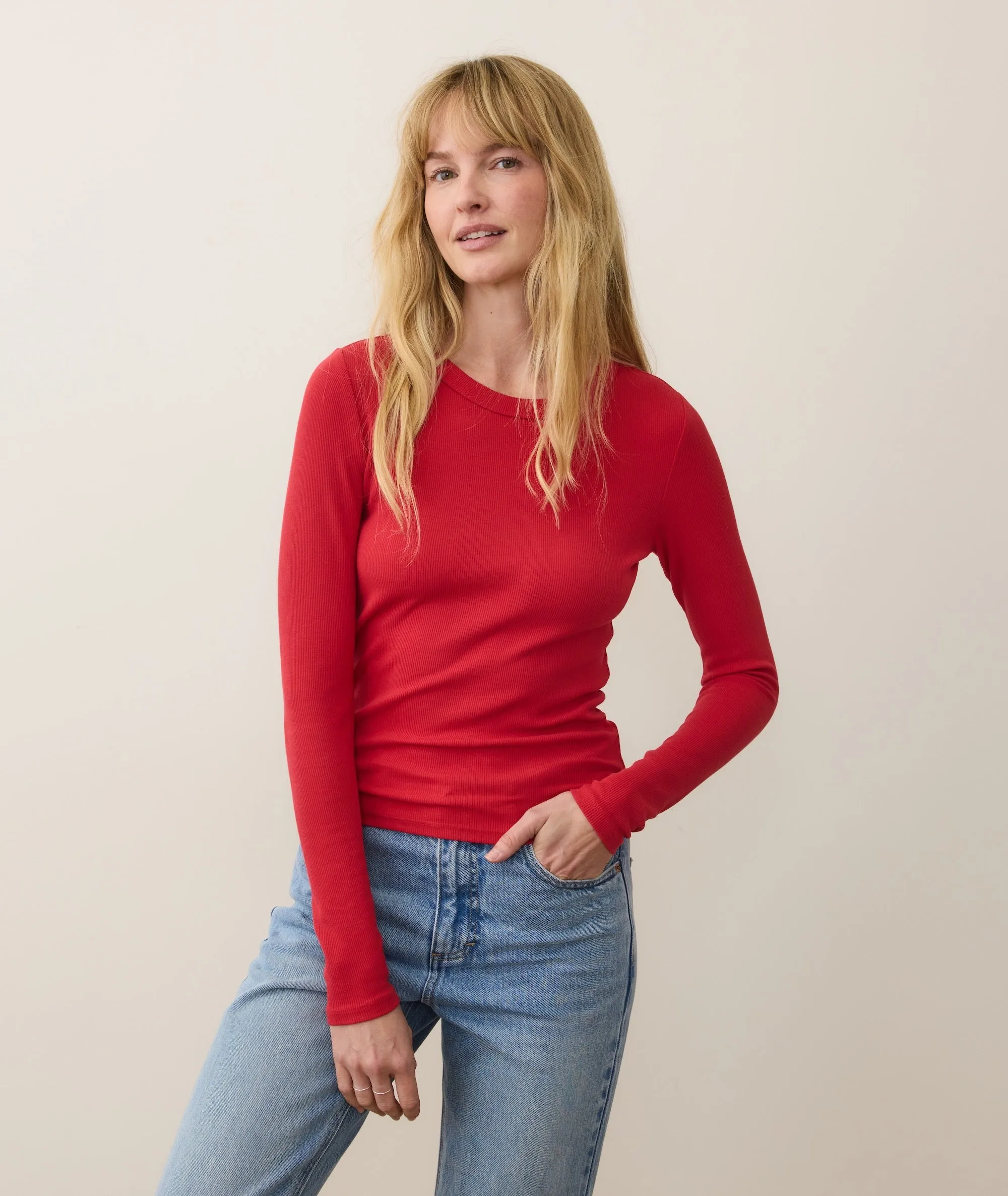 Lexi Rib Sun-In Long Sleeve Crew Tee sold by Marine Layer product image thumbnail 3