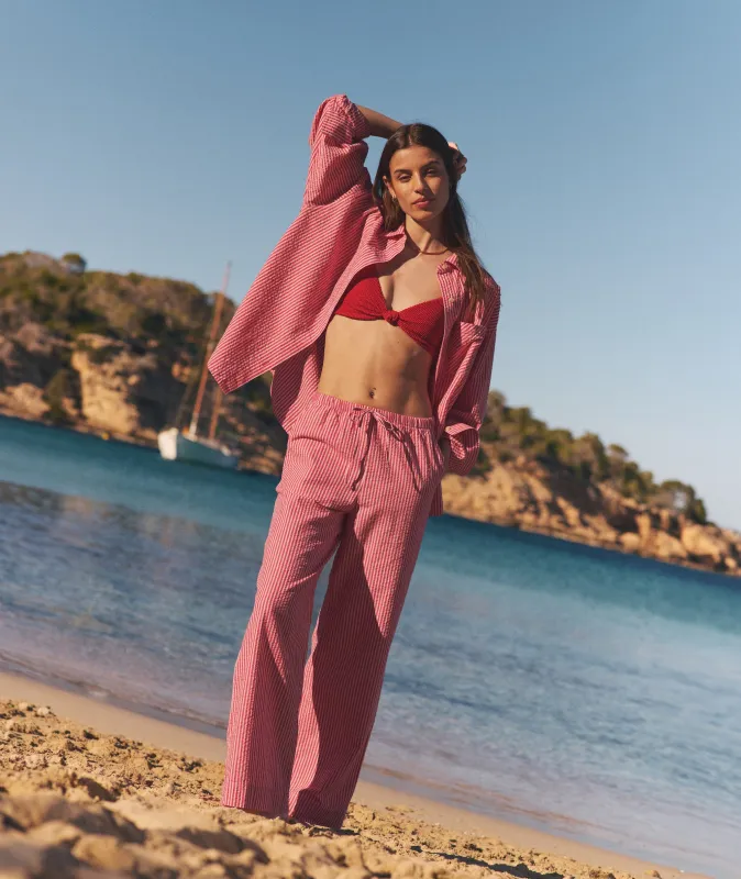 Gracey Oversized Seersucker Shirt made by Marine Layer