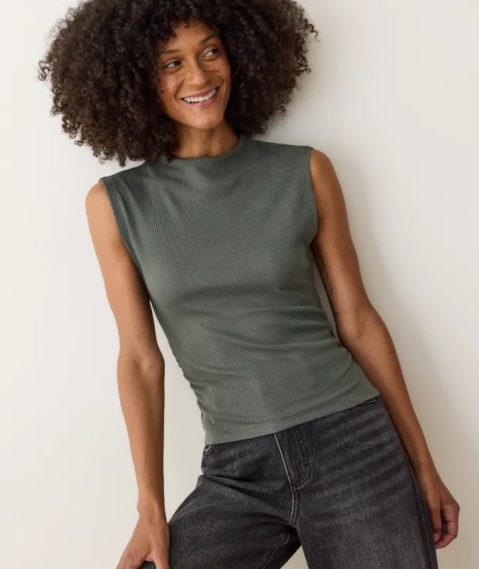 Lexi Rib Sun-In Mockneck Top made by Marine Layer