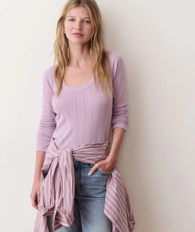 Lexi Pointelle Long Sleeve Scoop Tee made by Marine Layer