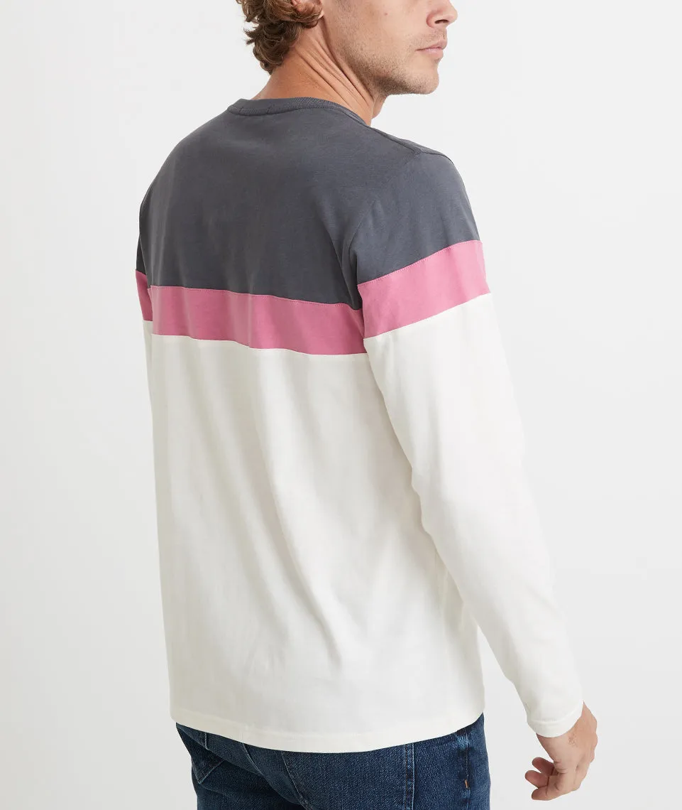 Jacob Pieced Crewneck in Magnet/Rose/Natural sold by Marine Layer product image thumbnail 4