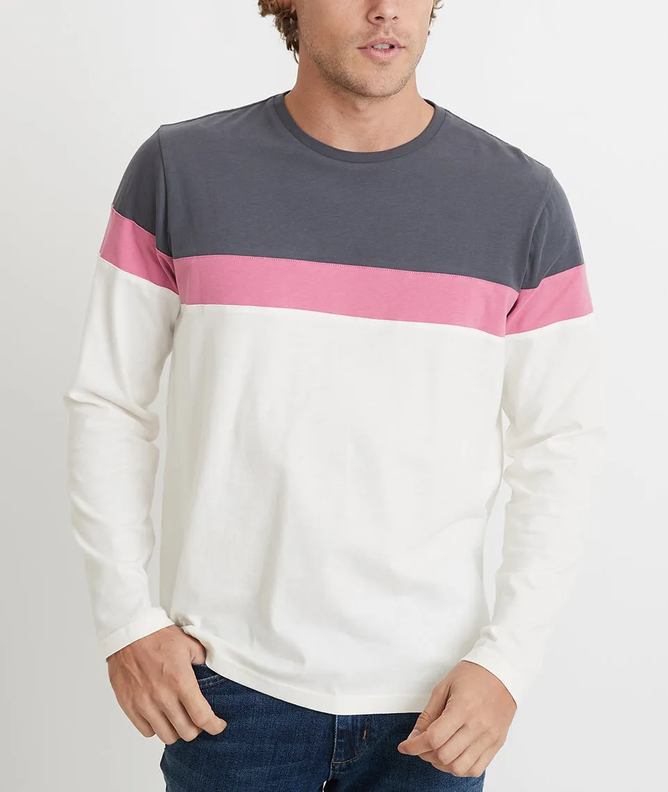 Jacob Pieced Crewneck in Magnet/Rose/Natural sold by Marine Layer product image thumbnail 2