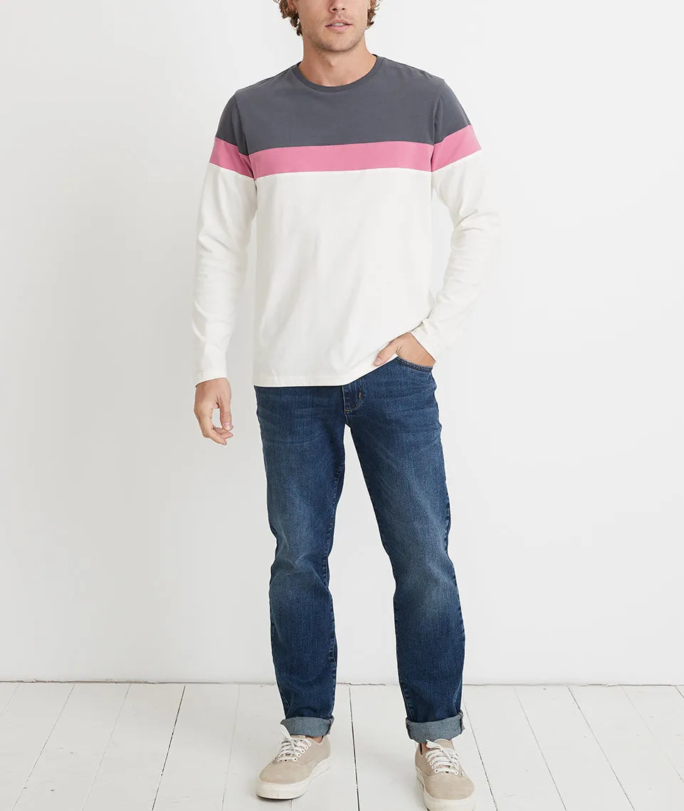 Jacob Pieced Crewneck in Magnet/Rose/Natural sold by Marine Layer product image thumbnail 3