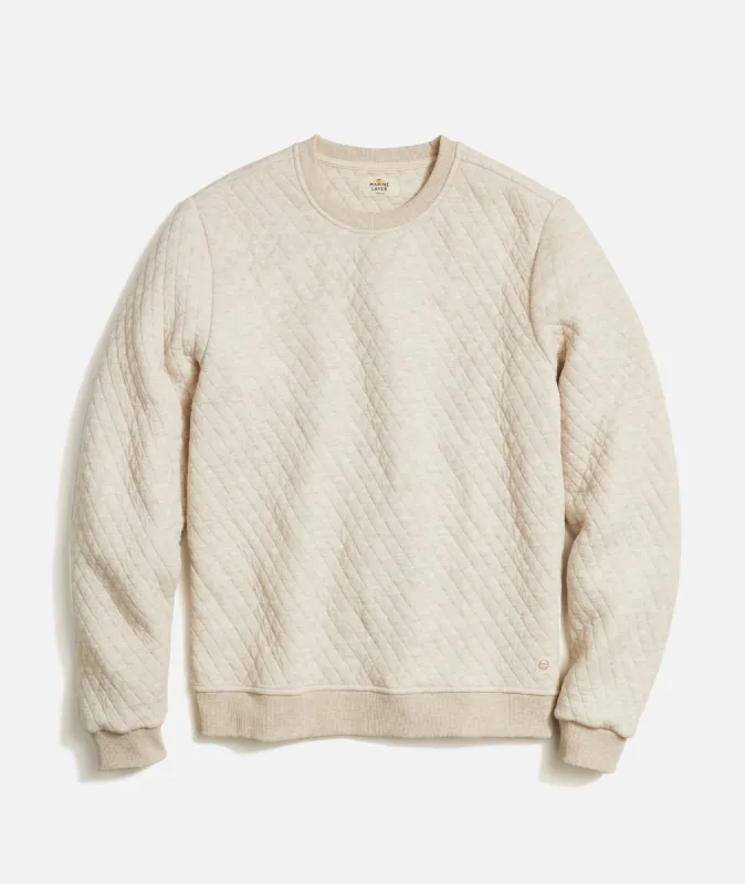 Men's Corbet Quilted Crewneck in Oat sold by Marine Layer