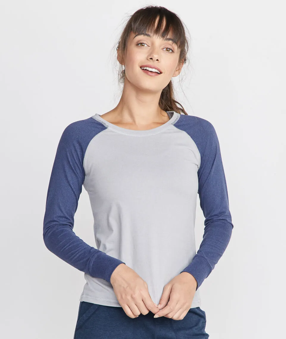 Brie Baseball Raglan in Navy sold by Marine Layer