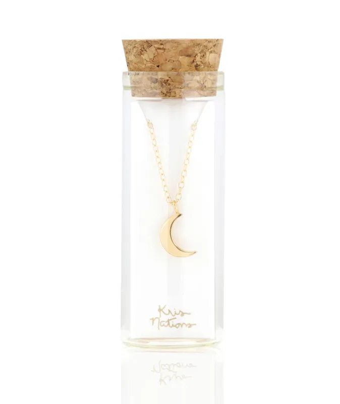 Kris Nations Crescent Moon Charm Necklace in Gold sold by Marine Layer