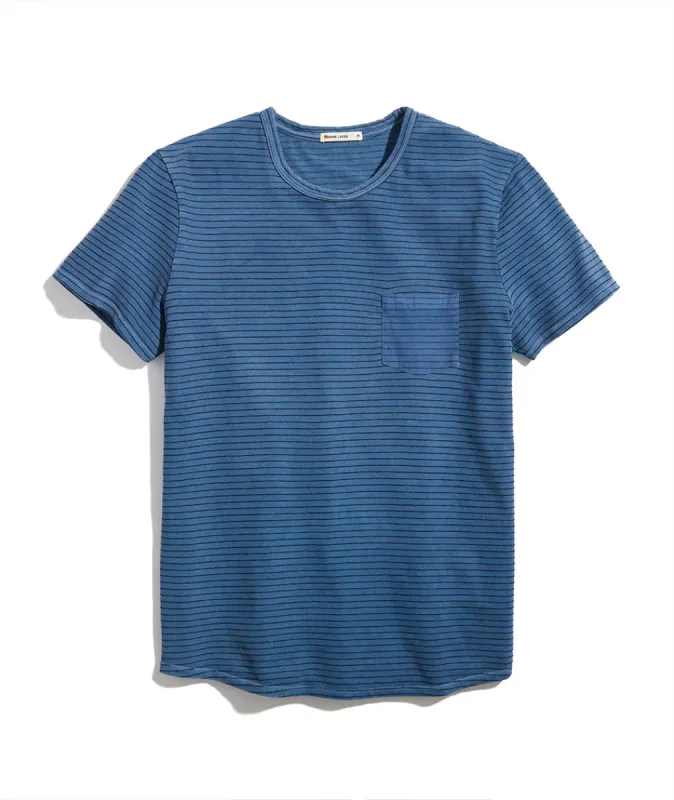 Vintage Heavy Slub Pocket Tee in Coronet Blue Stripe sold by Marine Layer