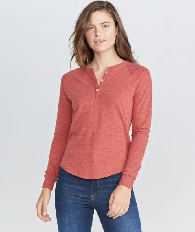 Double Knit Henley in Rosewood sold by Marine Layer