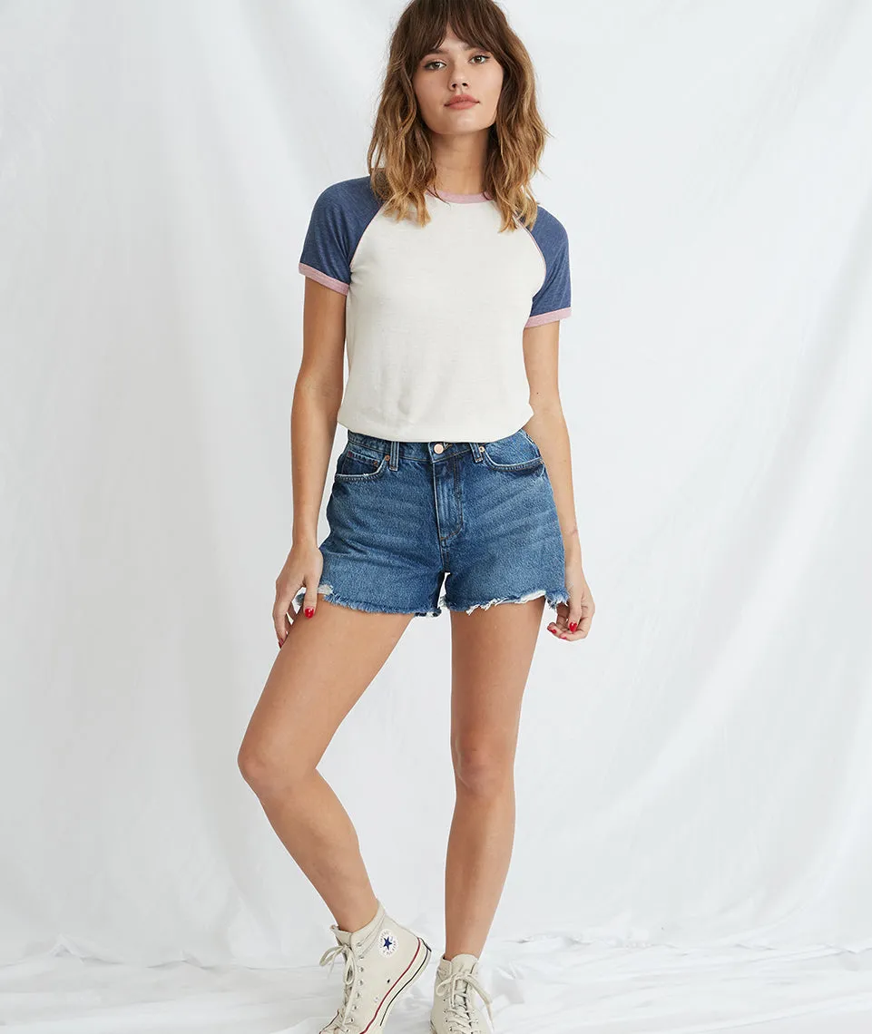 Mia Raglan in Natural/Cobalt sold by Marine Layer product image thumbnail 3