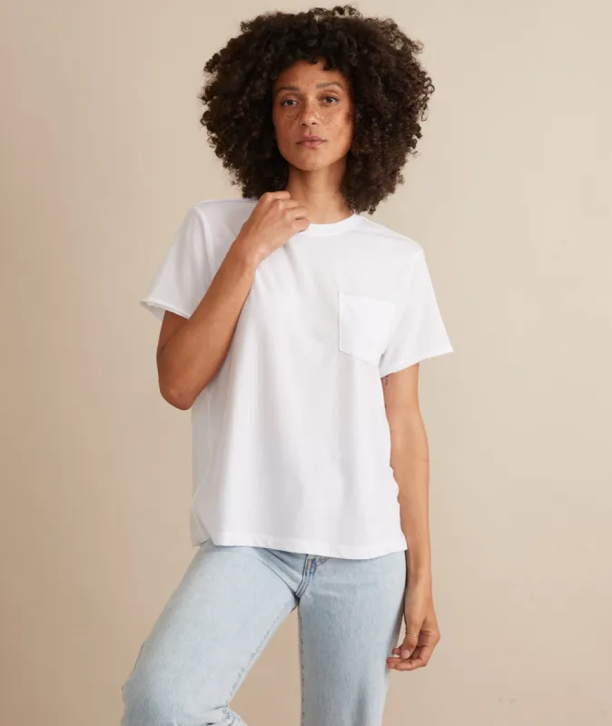 Boyfriend Crew Tee in White sold by Marine Layer