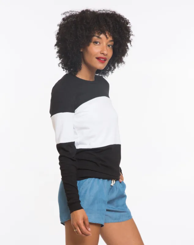 Colorblock Sweatshirt - Black and White sold by Marine Layer