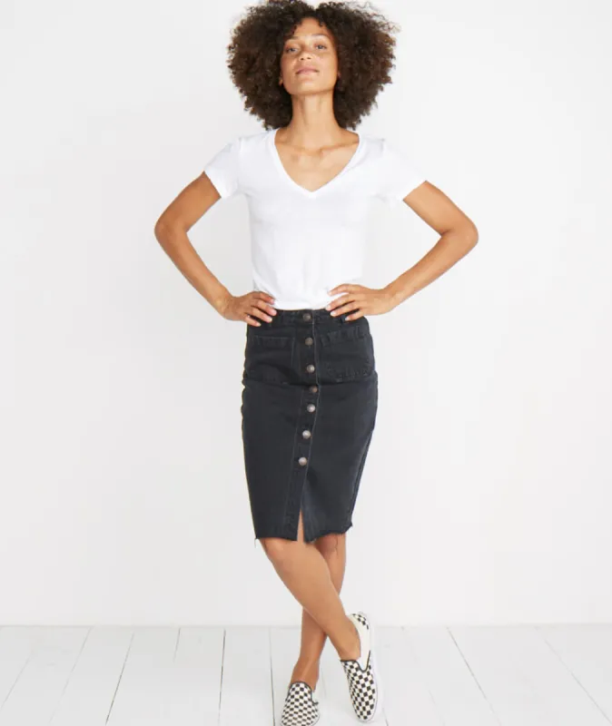 Blake Midi Skirt in Faded Black sold by Marine Layer