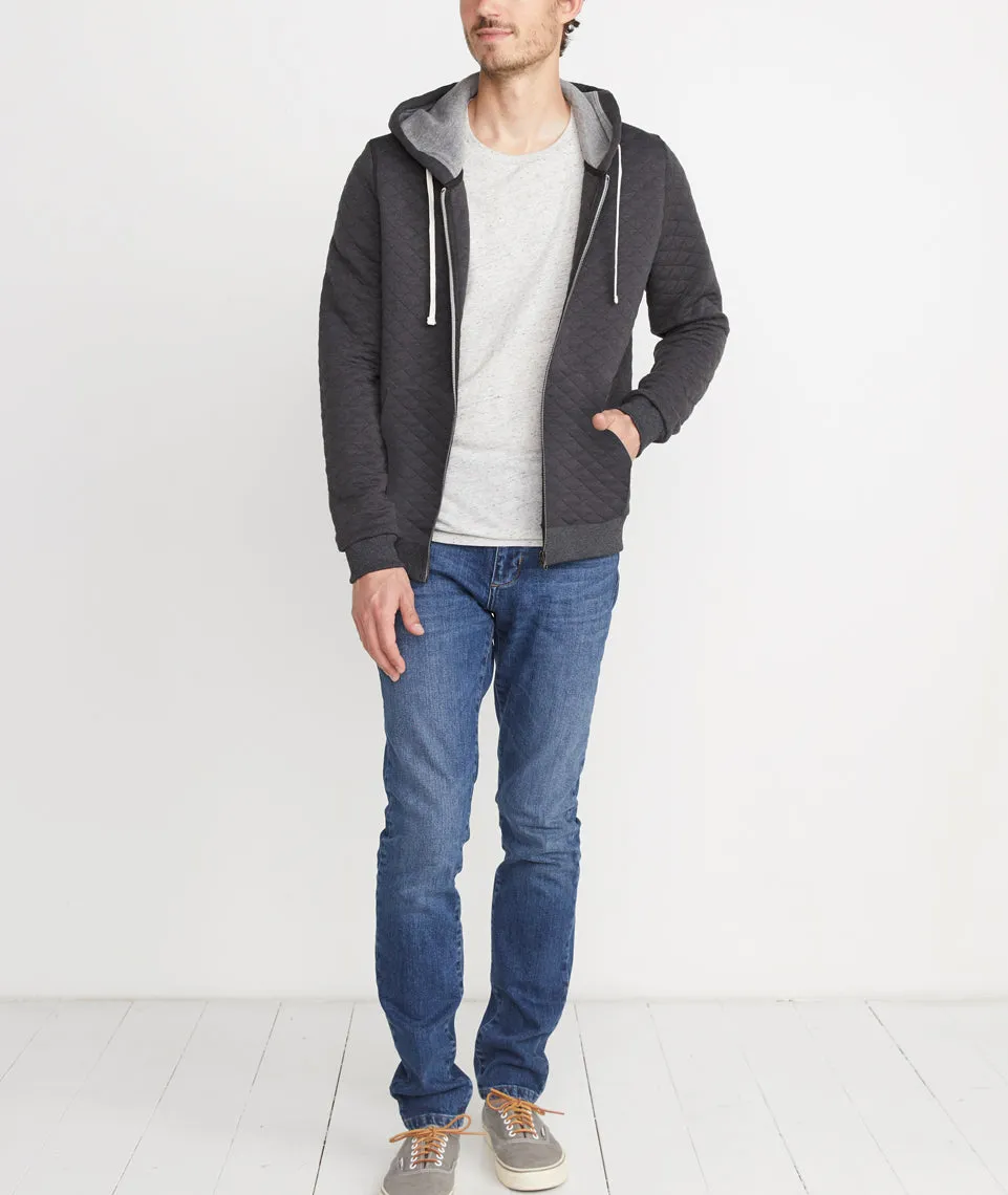 Quilted Zip Hoodie in Charcoal Heather sold by Marine Layer product image thumbnail 3