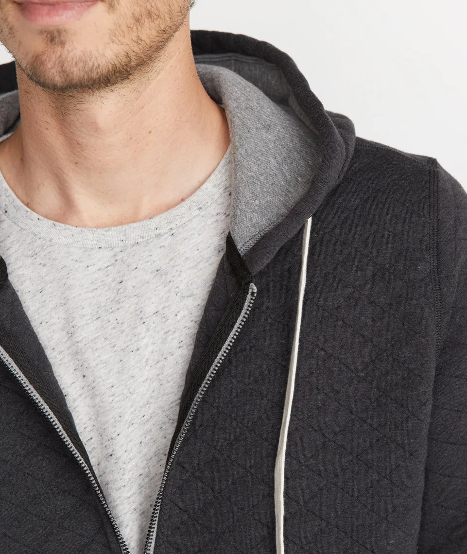 Quilted Zip Hoodie in Charcoal Heather sold by Marine Layer product image thumbnail 4
