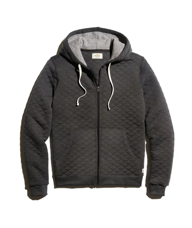 Quilted Zip Hoodie in Charcoal Heather sold by Marine Layer