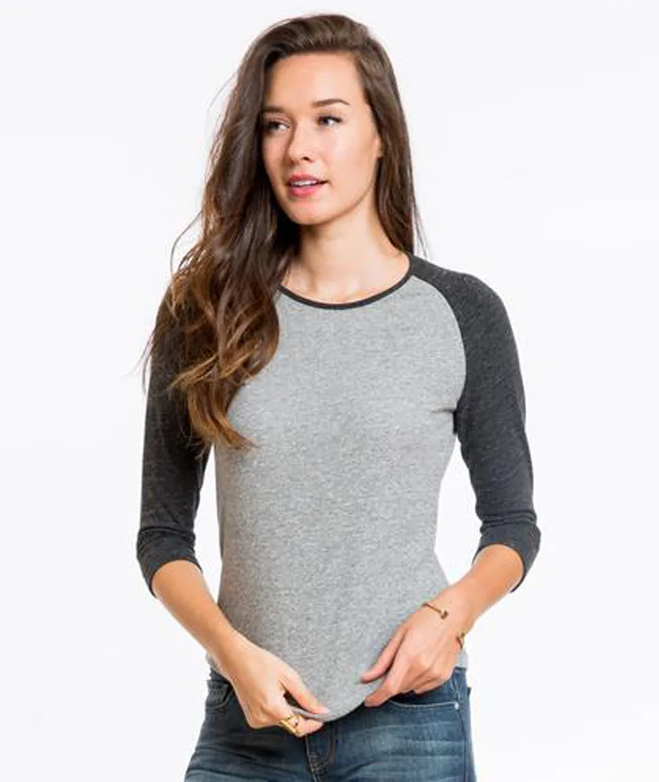 Double Knit Baseball Tee - Heather Grey and Charcoal sold by Marine Layer