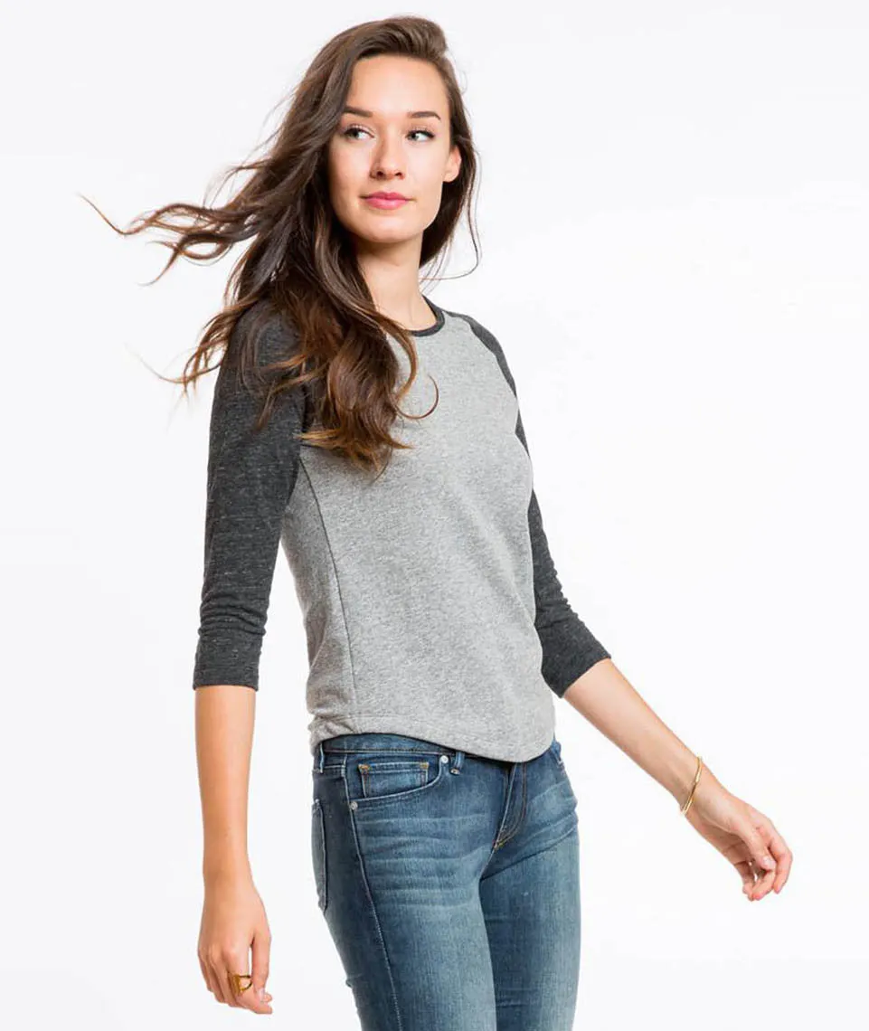 Double Knit Baseball Tee - Heather Grey and Charcoal sold by Marine Layer product image thumbnail 2