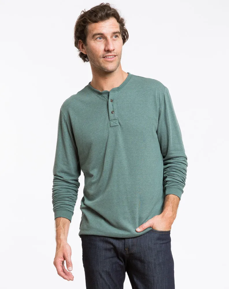 Double Knit Henley in Pine Grove sold by Marine Layer