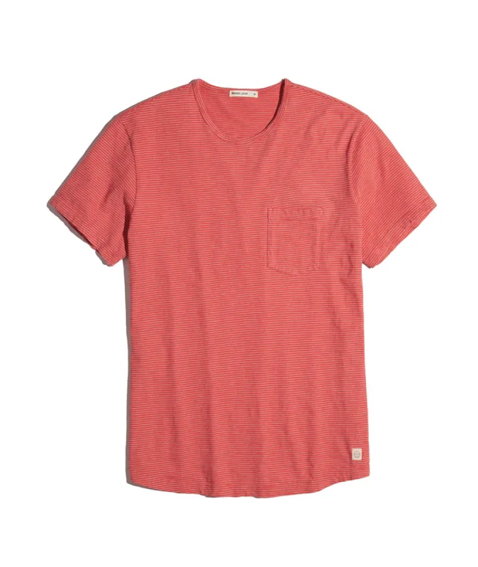 Saddle Pocket Tee in Red Stripe sold by Marine Layer