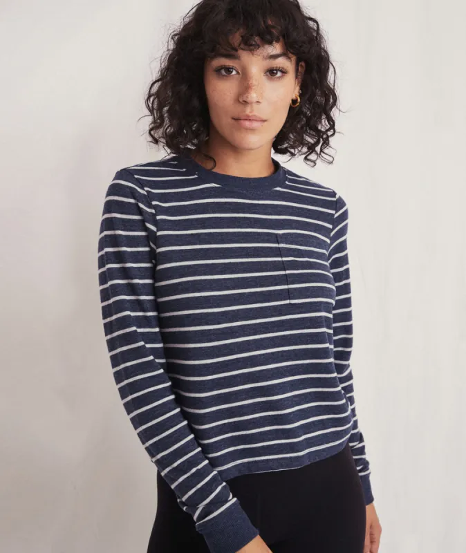 Double Knit Crew in Navy Blazer/White sold by Marine Layer