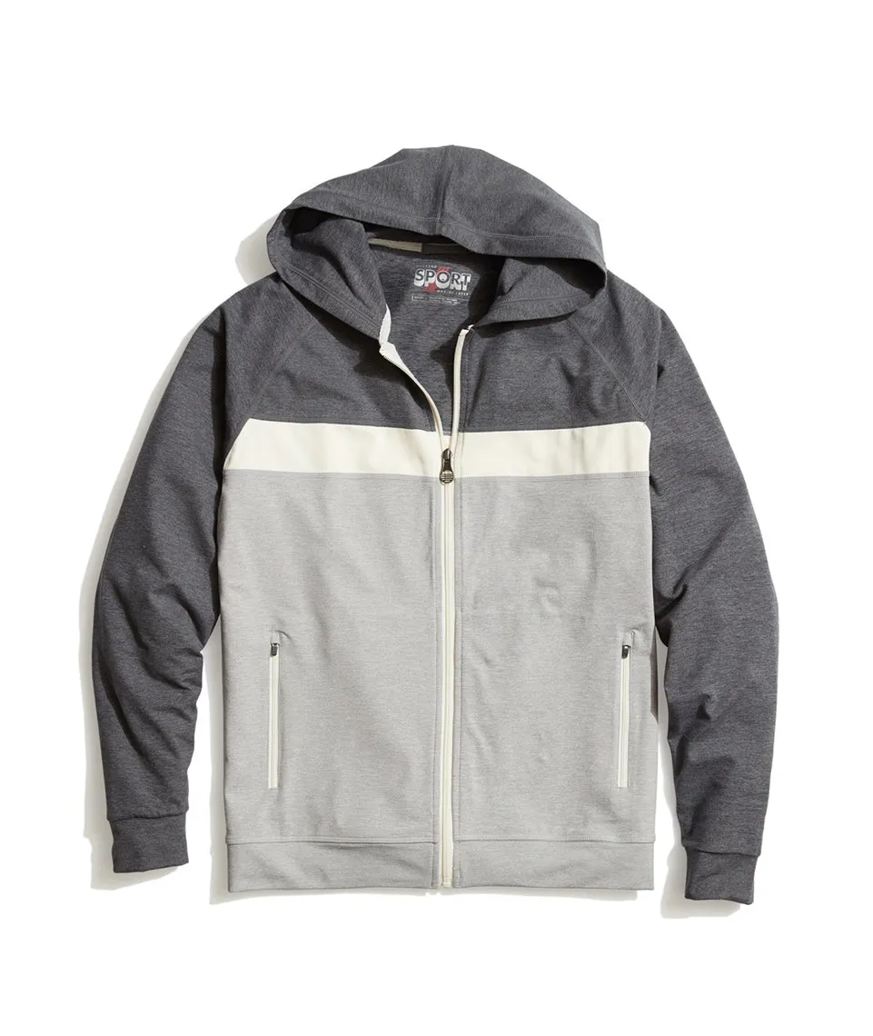 Keeler Zip Hoodie in Grey/White sold by Marine Layer