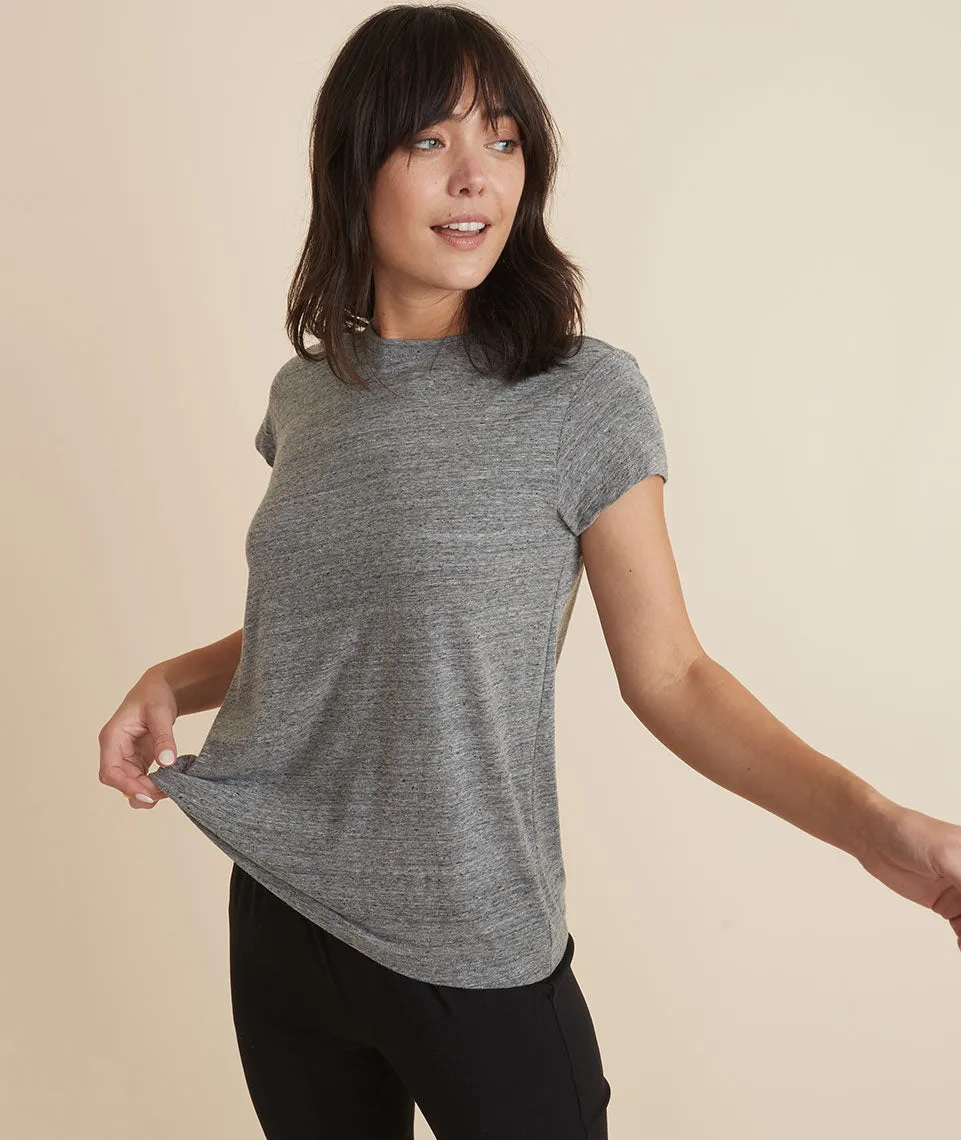 Swing Crew Tee in Mid Heather Grey sold by Marine Layer