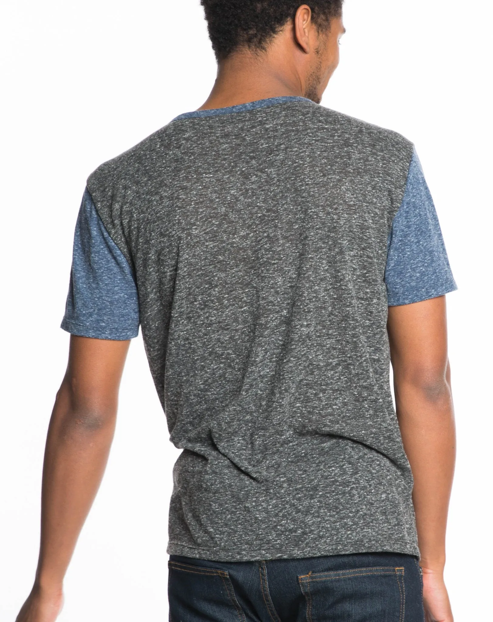 Melange Crewneck Tee - Charcoal Navy Colorblock sold by Marine Layer product image thumbnail 3
