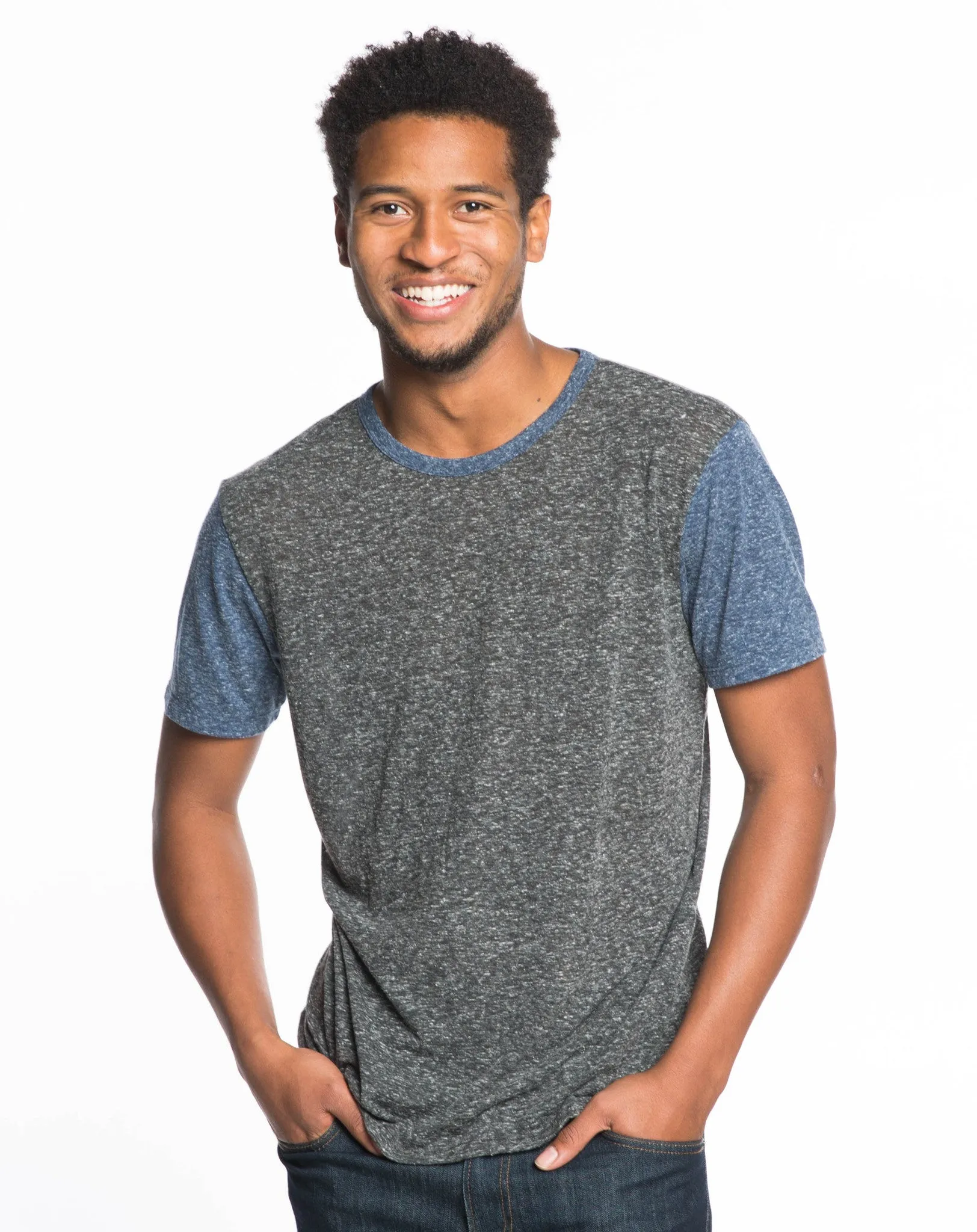 Melange Crewneck Tee - Charcoal Navy Colorblock sold by Marine Layer product image thumbnail 2
