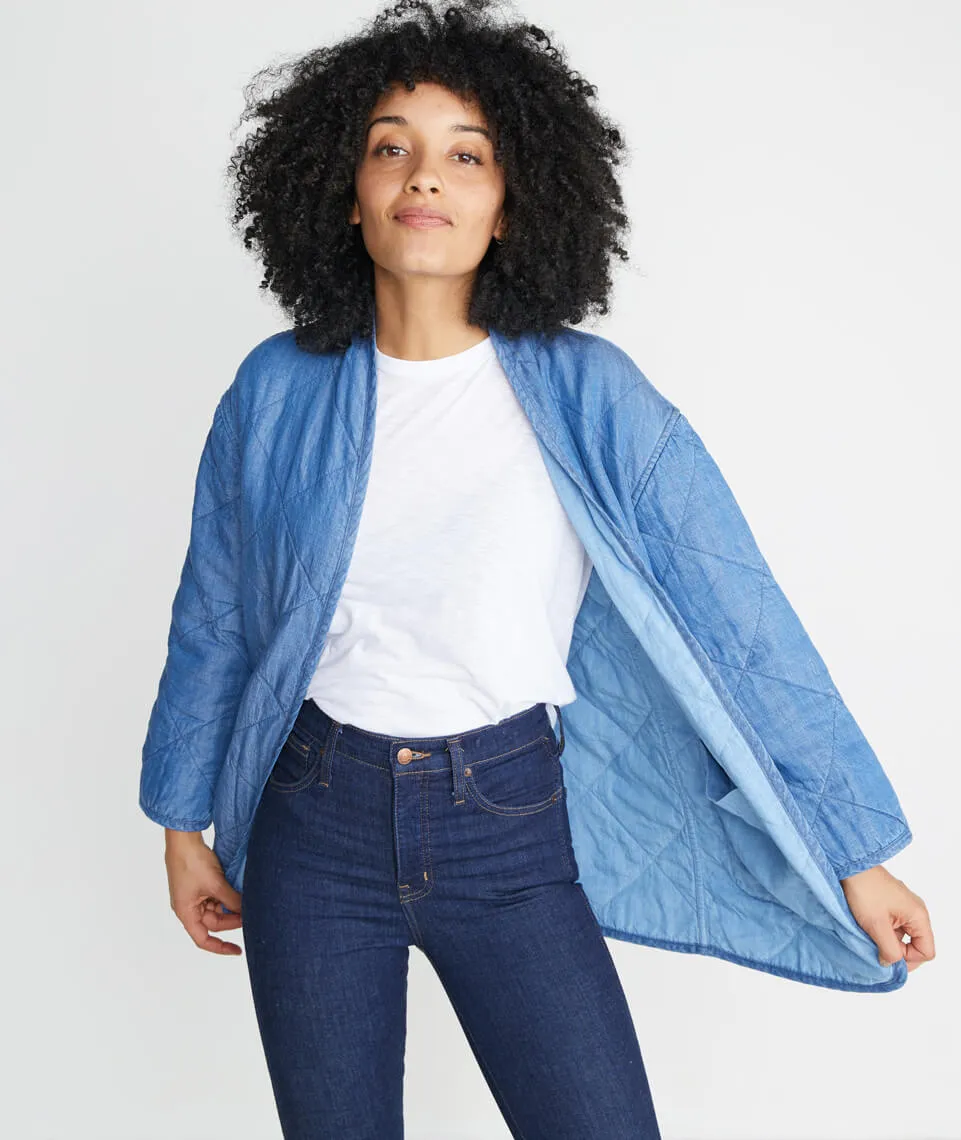 Jane Quilted Indigo Jacket sold by Marine Layer