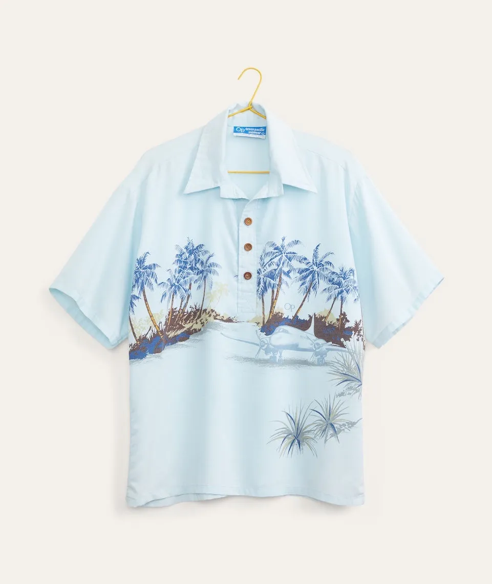 The Cardif OP Palm Print Popover sold by Marine Layer