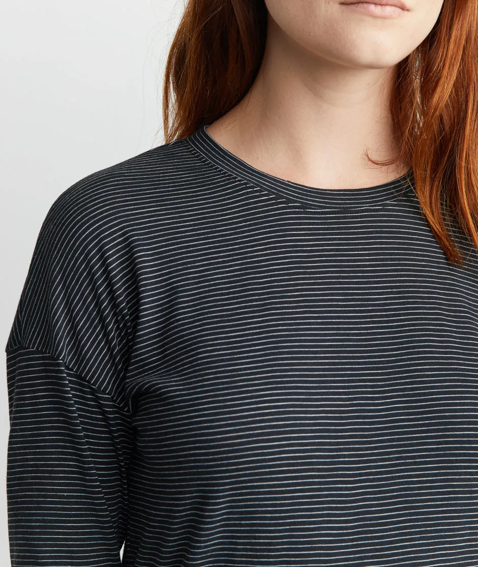 Mona Long Sleeve Crew in Black/White Stripe sold by Marine Layer product image thumbnail 4