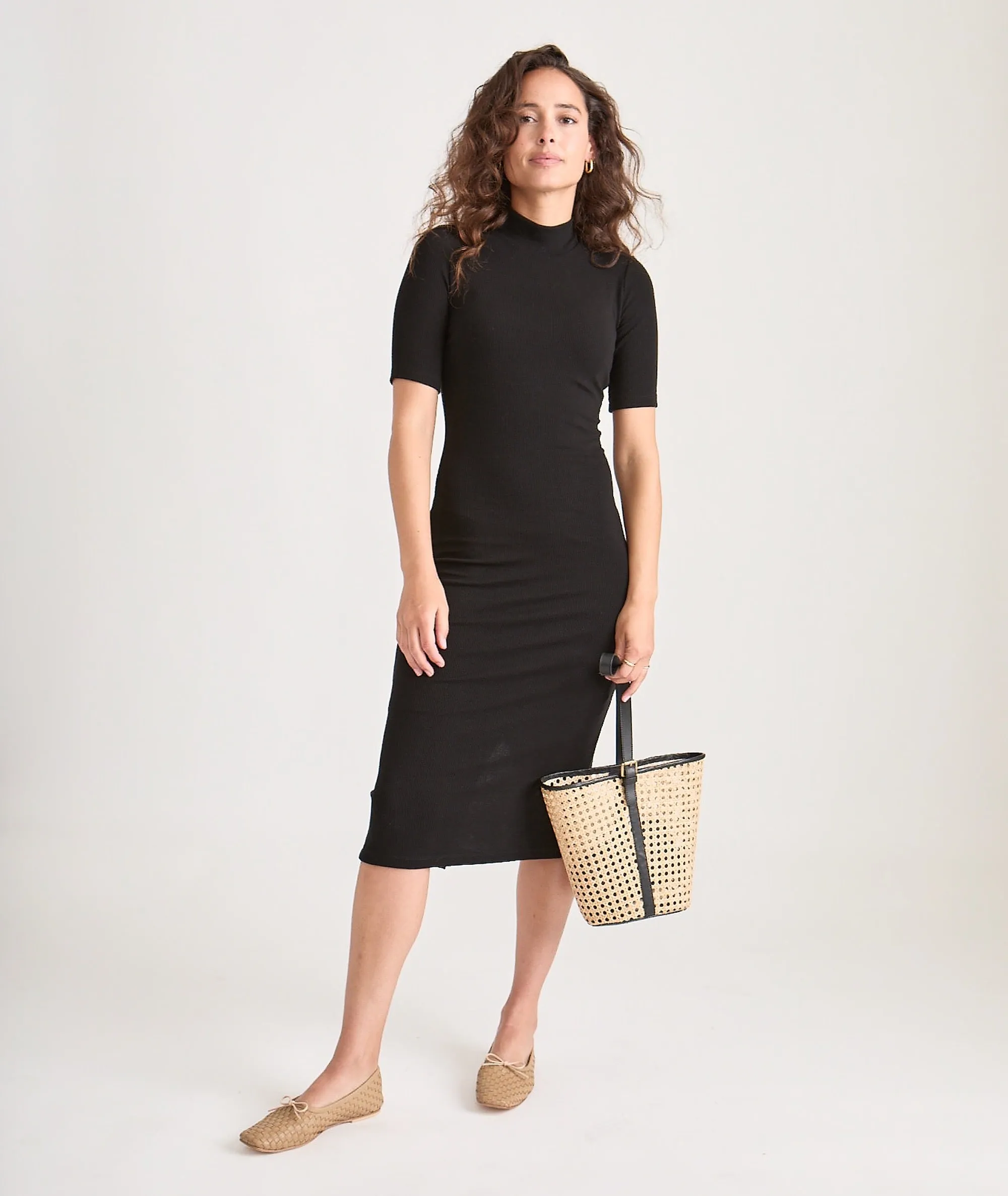 Lexi Rib Mock Neck Midi Dress sold by Marine Layer product image thumbnail 3