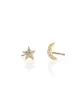Kris Nations Star Moon Pave Stud Earrings in Gold sold by Marine Layer