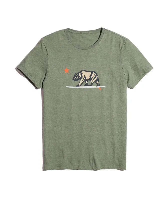 Surfing Bear Tee in Thyme sold by Marine Layer