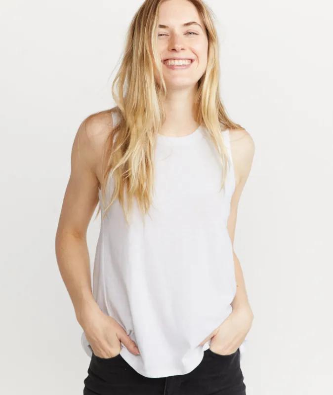 Tulip Back Tank in White sold by Marine Layer