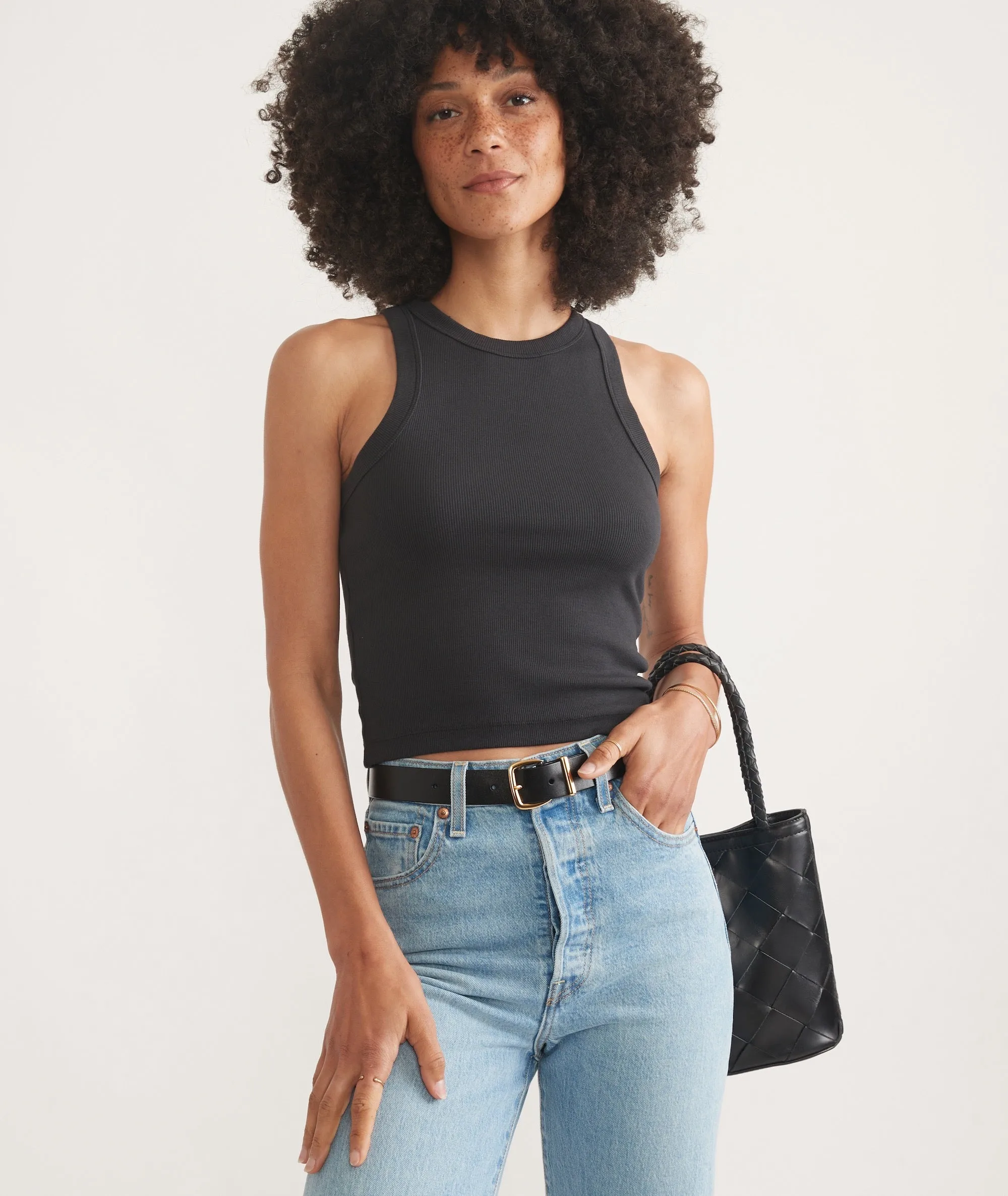 Lexi Rib Sun-In High Neck Crop Tank sold by Marine Layer