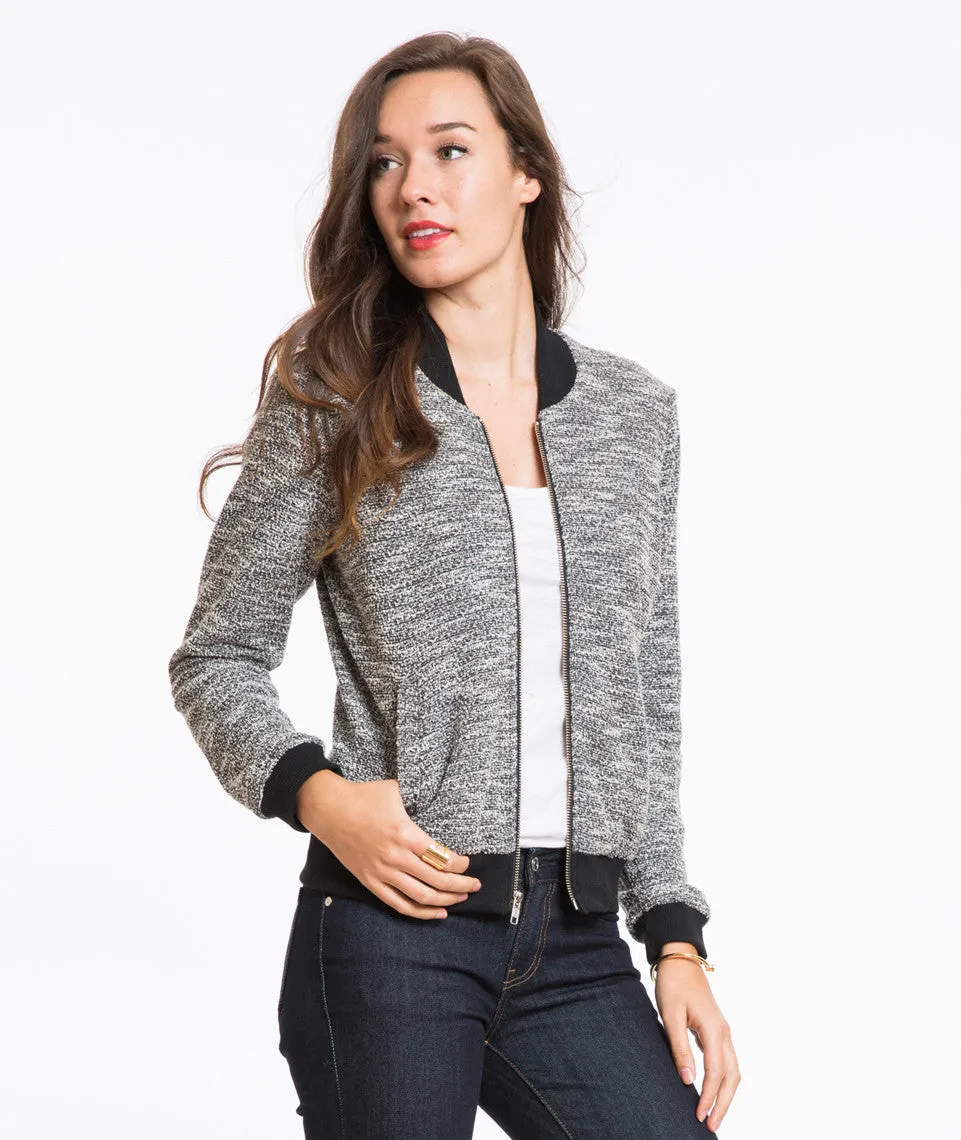 Tweed Pippa Bomber - Charcoal sold by Marine Layer